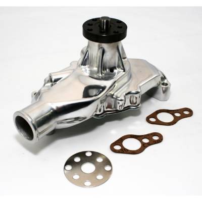 KMJ Performance Parts - Small Block Chevy 350 High Volume Short Aluminum Water Pump Polished 5/8"; Pilot