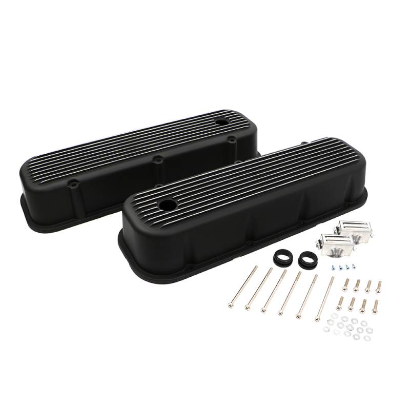 Assault Racing Products A9235PBK Big Block Chevy Black Steel Tall Valve Covers BBC 396 427 454 