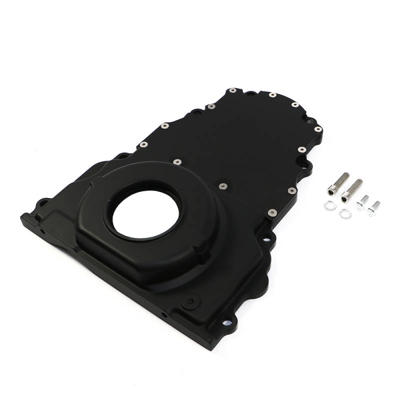 Black Aluminum 2 Piece LS Engine Timing Chain Cover Chevy GM With Out