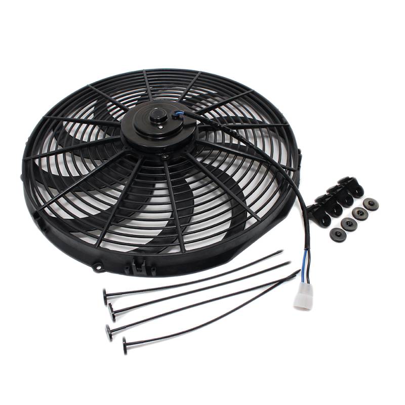 High Cfm 12v Electric Curved S Blade 16 Radiator Cooling Fan Black W Mount Kit