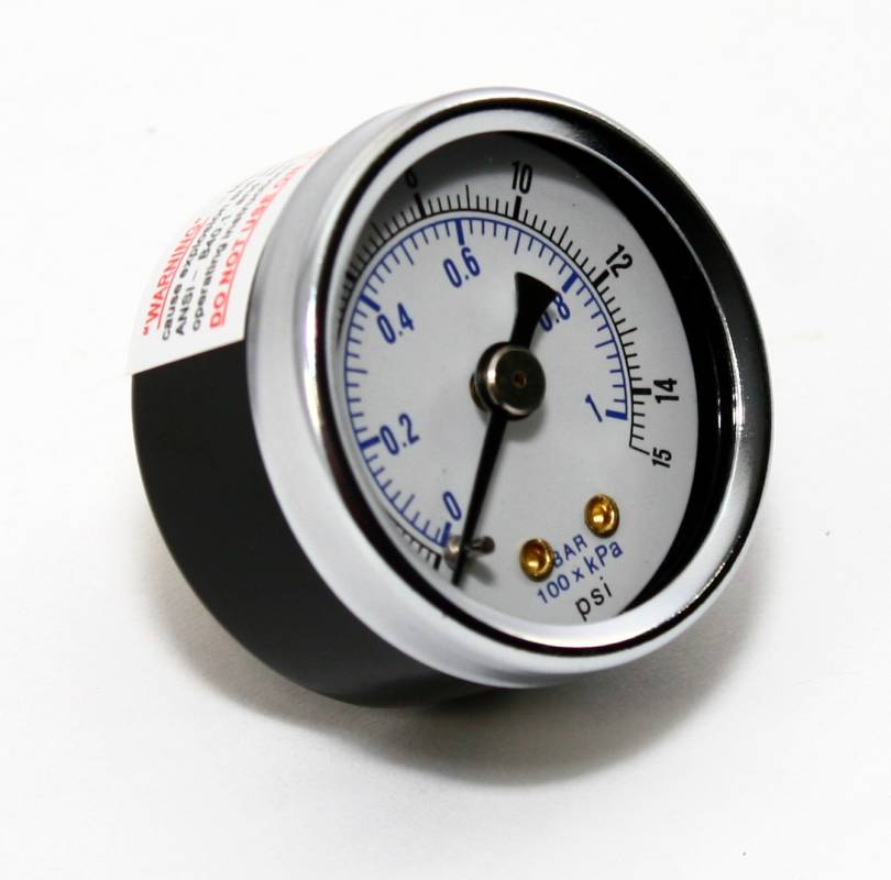 Assault Racing Products 4301500 Dry 1-1 2 Fuel Pressure Gauge 0-15 PSI w 1 8 NPT Rear Fitting Carbureted Apps 