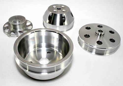 Assault Racing Products A8700-M Small Block Chevy Machined Serpentine Billet Aluminum Pulley Kit Short Water Pump SBC