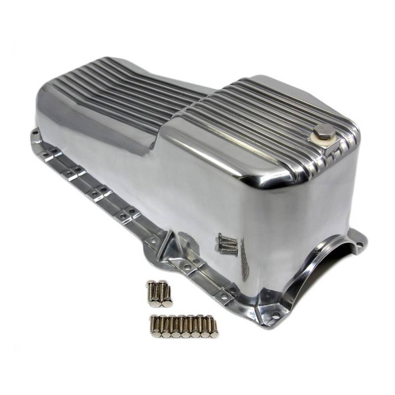 8085 SBC Chevy Retro Finned Polished Aluminum Oil Pan 305 350 5.7 Small Block