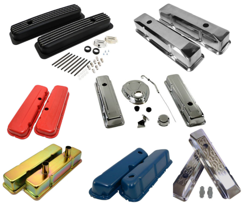 Chrome Valve Cover Pair For GM 4.3L V6 Engine - Short 2.5" Height, Steel, Baffled With Breather Holes, Model R7458