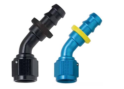 PUSH LOCK RACE HOSE ENDS - 45 Degree Push Lock Fittings 