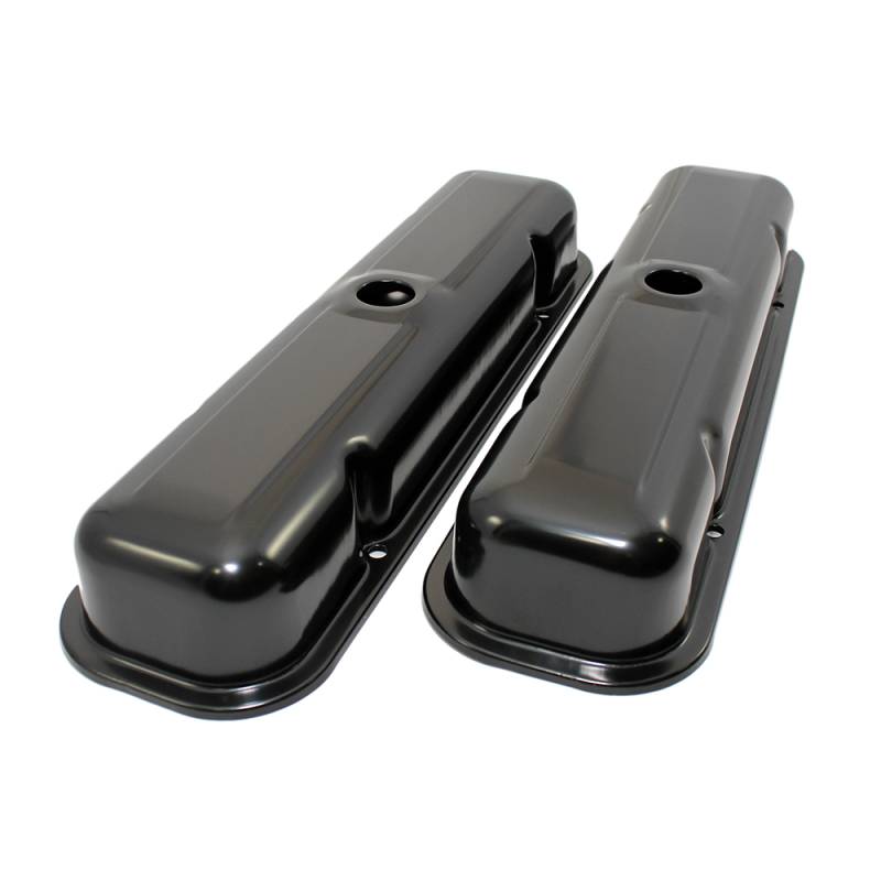 5981 Pontiac V8 Short Black Steel Valve Covers 301 350 389 400 421
