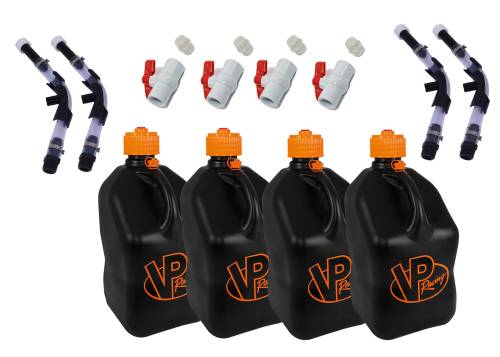 Fuel Jugs and Funnels  - 4-5 Gallon Race Fuel Jugs with 4 Hoses, 4 Benders, and 4 Ball Valves