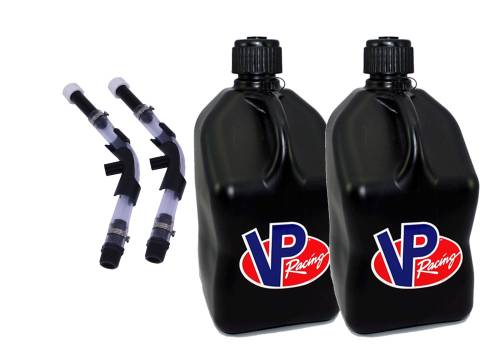 Fuel Jugs and Funnels  - 2- 5 Gallon Race Fuel Jugs with 2 Hoses and Benders