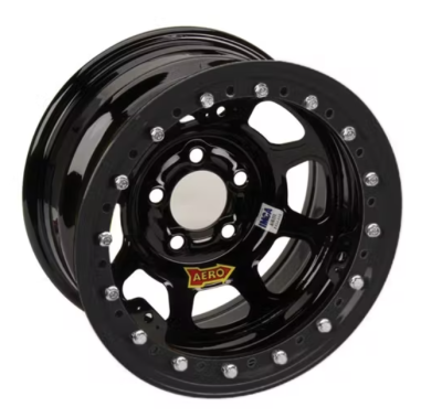 Aero Race Wheels - Aero Race Wheels 53-185030 15" x 8" / 5 on 5 / 3 Off - Black Powdercoat Roll-Formed Beadlock Wheels - #53-185030
