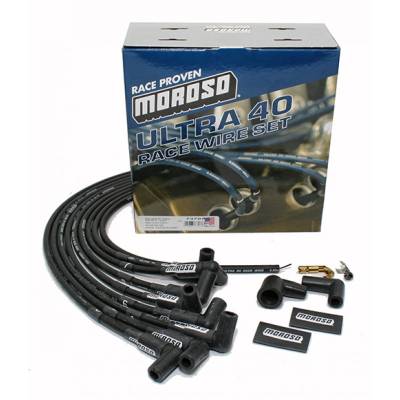 Moroso - Moroso 73707 Black Ultra 40 Spark Plug Wires SBC Small Block Chevy Over VC HEI