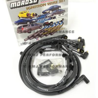Moroso - Moroso 9765M SBC 350 Chevy Sleeved Race Spark Plug Wires 90 degree Under Header