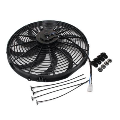 Assault Racing Products - High CFM 12v Electric Curved S Blade 16" Radiator Cooling Fan Black w/ Mount Kit