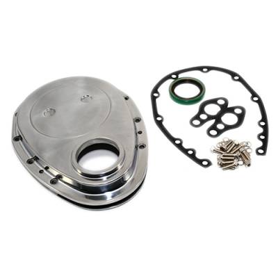 Assault Racing Products - SBC Chevy Polished Aluminum Timing Chain Cover Kit - 283 327 350 400 Small Block