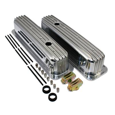 Assault Racing Products - Small Block 350 Retro Vortec TBI Chevy Finned Aluminum Tall Style Valve Covers