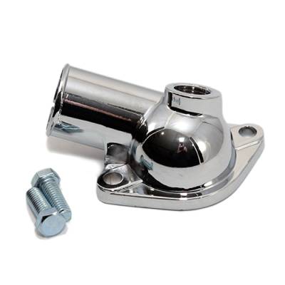 Assault Racing Products - Chevy V8 Chrome Plated Water Neck Thermostat Housing + Temp Port SBC 350 BBC 454