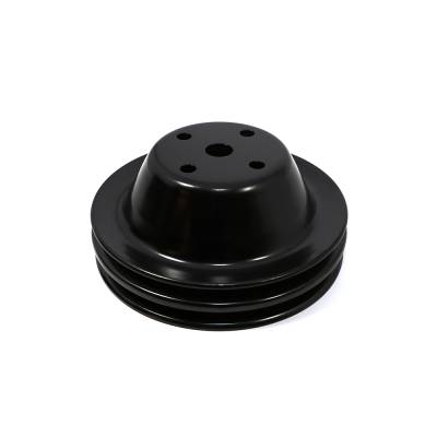 Assault Racing Products - SBC Chevy Small Block 2 Groove V-Belt Black Water Pump Pulley - Long Style