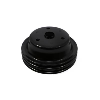 Assault Racing Products - SBC Chevy Black 2 Groove V-Belt Black Crank Pulley Long Style Water Pump