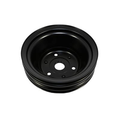 Assault Racing Products - Small Block Chevy 3 Groove Black Steel Crankshaft Pulley Long Water Pump SBC