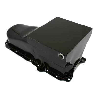 Assault Racing Products - 86-02 SBC Chevy Black 7qt Drag Style Oil Pan - 1 Pc Rear Main Seal 305 350 5.7