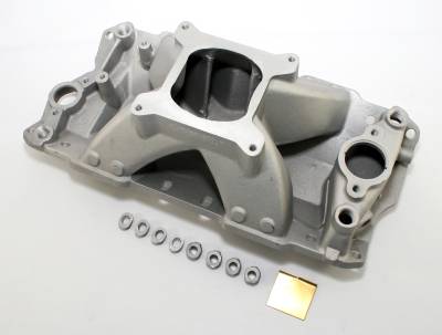 Assault Racing Products - SBC CHEVY High Rise Aluminum Intake Manifold 350 400 Single Plane IMCA Modified