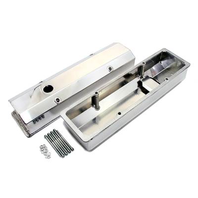 Assault Racing Products - ARC V4001 SBC Chevy 350 Polished Fabricated Aluminum Long Bolt Valve Covers - 283 327 400