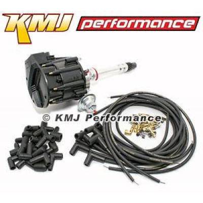 KMJ Performance Parts - Chevy 65K 350 396 454 HEI Distributor & Unassembled Moroso Plug Wires Black Cap