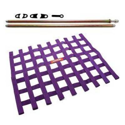 KMJ Performance Parts - RaceQuip Purple Window Net and Mounting Install Kit Non SFI Circle Track Racing
