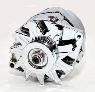 KMJ Performance Parts - GM Style Chrome 1 One or 3 Three Wire SBC BBC Chevy Pontiac Alternator 110 Amp