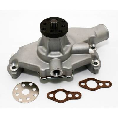 KMJ Performance Parts - Small Block Chevy 350 High Volume Short Aluminum Water Pump Satin 5/8"; Pilot SBC