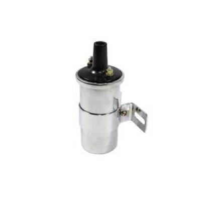 KMJ Performance Parts - Chrome 12V Round Oil Filled Canister Style Electronic Ignition Coil 45 000 Volts