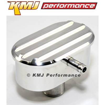 KMJ Performance Parts - Universal Retro Finned Push In Valve Cover PCV Valve Polished Billet Aluminum