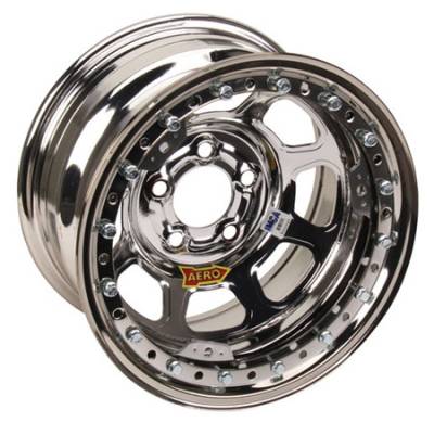 Aero Race Wheels - Aero Wheels 53-284740 Chrome Beadlock 15" x 8" -5 x 4-75" Pattern 4" Back Spacing