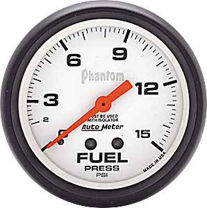 Auto Meter Products Inc. - Auto Meter 5813 Phantom 2-5/8" Fuel Pressure Gauge 0-15 PSI