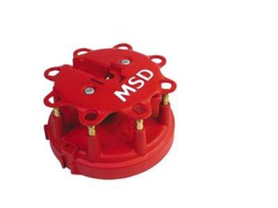 MSD - MSD 8408 Distributor Cap Male HEI - Style Red Clamp Down Pro Billet Ford HEI