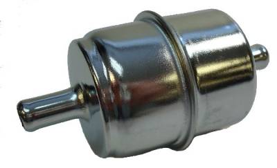 Precision Racing Components - 3/8" Chrome Inline Fuel Filter-Not for use with Alcohol or Fuel Injected Systems PRC 999177