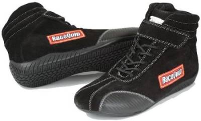 Racequip - RaceQuip 30500095 Size 9.5 Euro SFI Racing Driving Shoes Black Suede Carbon-L
