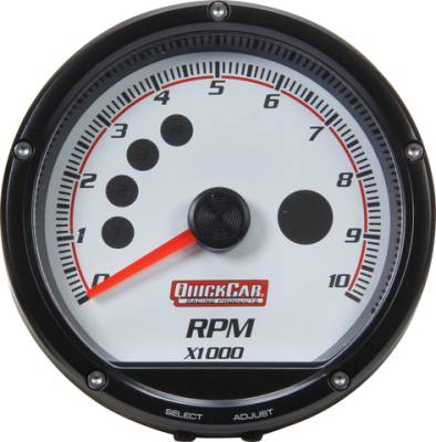 Quick Car - QuickCar 63-001 Redline Multi Recall Tachometer 0-10,000 RPM LED Lit White Face