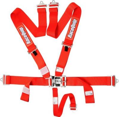 Racequip - RaceQuip 711011 Red SFI 16.1 Latch and Link 5-Point Safety Harness Set with Individual Shoulder Belt