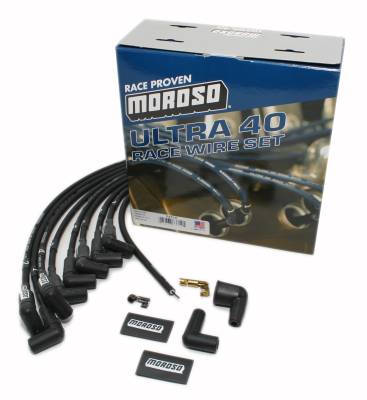 Moroso - Moroso 73712 Black Ultra 40 Race Spark Plug Wires Big Block Chevy HEI 396 454