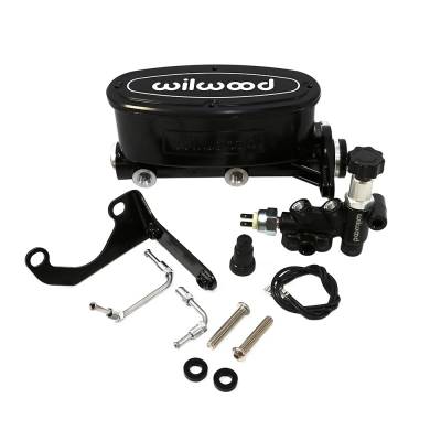 Wilwood - Wilwood 261-13270-BK Black Tandem Master Cylinder 1-1/8" Bore W/ Bracket & Valve