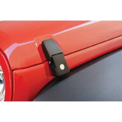 Rampage Products - Rampage 76336 Locking Hood Catch Kit Black 2007-18 Jeep Wrangler JK & Unlimited