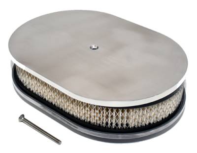 Assault Racing Products - 12" x 2" Oval Full Smooth Top Polished Aluminum Air Cleaner Assembly Low Profile
