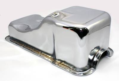 Assault Racing Products - 63-96 SBF Ford 302 Front Sump Chrome Steel Oil Pan - Small Block 260 289 5.0