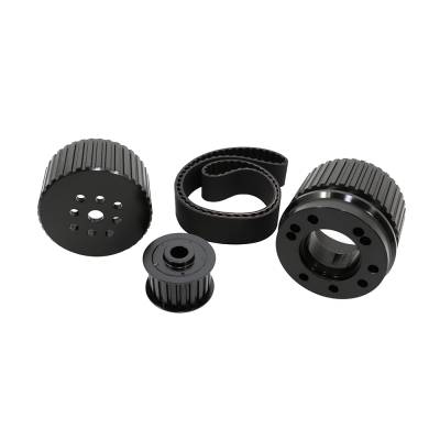 Assault Racing Products - BBC Big Block Chevy Billet Black Aluminum Gilmer Belt Drive Pulley Kit 396 454