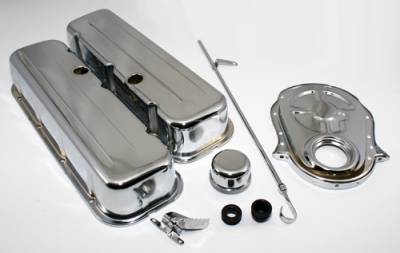 Assault Racing Products - BBC Chevy 454 Chrome Dress Up Kit - Tall Valve Covers 396 402 427 Big Block
