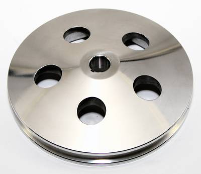 Assault Racing Products - Chevy GM Polished Aluminum Power Steering Pump Pulley - 1 Groove Bolt on Keyway