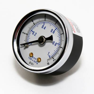 Assault Racing Products - Dry 1-1/2" Fuel Pressure Gauge 0-15 PSI w/ 1/8" NPT Rear Fitting Carbureted Apps
