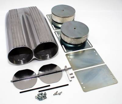 Assault Racing Products - Polished Aluminum Finned Top Shotgun Intake Air Scoop Single & Dual Carb Setup
