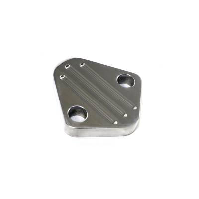Assault Racing Products - Polished Aluminum Fuel Pump Ball Milled Block Off Plate Chevy Ford Mopar SBC BBF