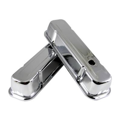 Assault Racing Products - Pontiac 326 350 455 V8 Chrome Plated Steel Tall Valve Covers 59-79 Smooth Face